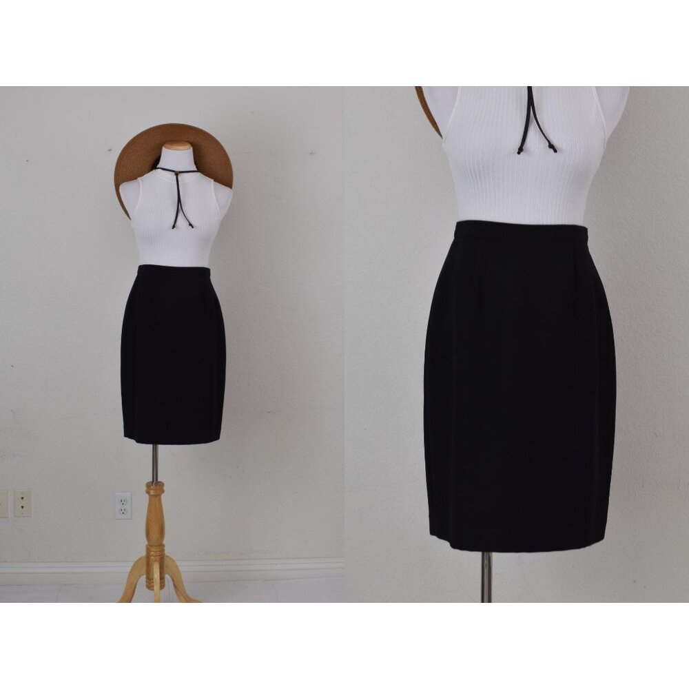 Vintage 90s Black Pencil Skirt size 8P‎